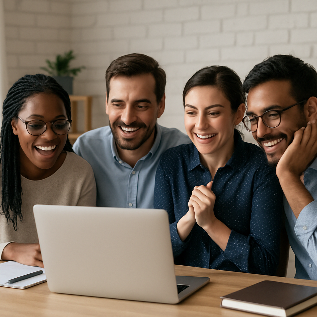 create an image of relieved team in front team at laptop knowing the folowing without word Whats Included DeliverablesWe align each deliverable with HubSpots Product  Services Catalog while going beyond HubSpots own onboarding servicesHubSpot Portal