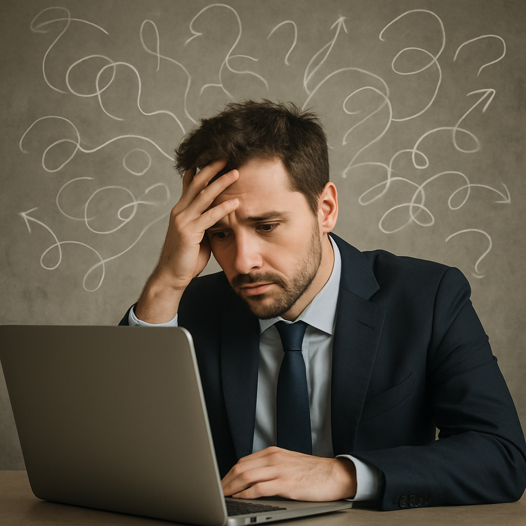 generate image of business person alone and wondring how to solve something maybe image is scattered thoughts maybe sitting infront of a laptop-1 generate image of business person alone and wondring how to solve something maybe image is scattered thoughts maybe sitting infront of a laptop-1